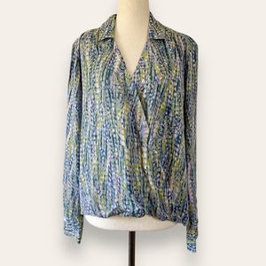 EUC ANTHRO Anthropologie Pilcro Tisha Surplice Faux Wrap Blouse Top